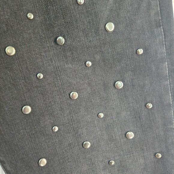 Frame Le High Straight Studded Jeans Black Silverstone Size 32 - Picture 6 of 9